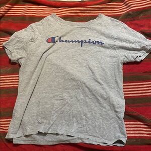 Champion Heather Gray Tee with Blue Logo